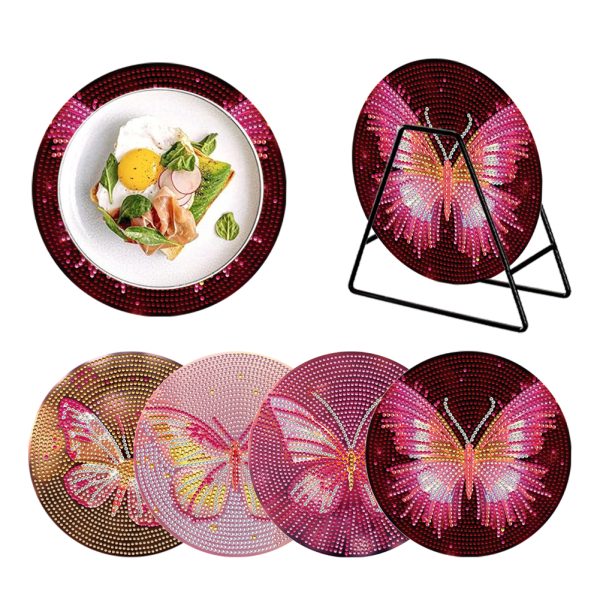 4PCS Acrylic Diamond Painting Placemats for Dining Table Decor Kit (Butterfly)